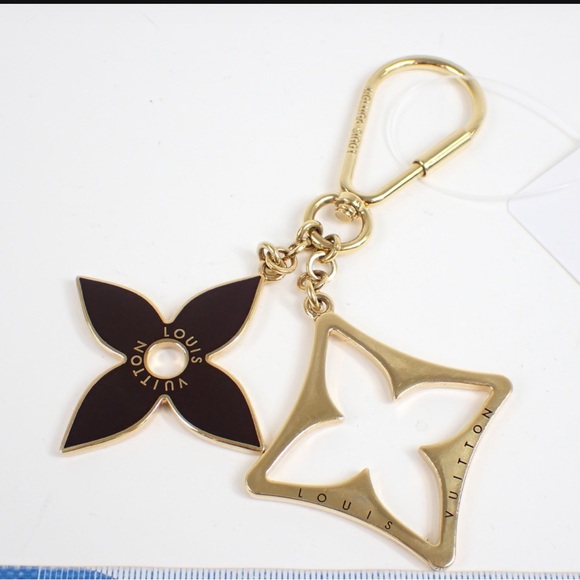 Louis Vuitton Accessories - Louis Vuitton Black and Gold Floral Key Holder